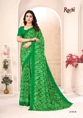Ruchi Sarees Presents A Chiffon Saree Elegantly Finished With A Detailed Border Offering Comfort