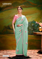 The Kimora Saree Is Crafted From Fine Organza Fabric Offering A Lightweight And Elegant Drape
