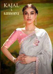 The Kimora Saree Is Crafted From Fine Organza Fabric Offering A Lightweight And Elegant Drape