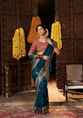 Kira Sarees Showcase Exquisite Pure Silk Weaving Combined With A Fancy Fabric That Features