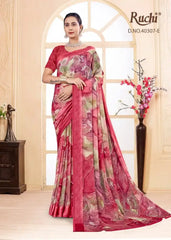 Ruchi Saree Features A Lightweight Chiffon Fabric That Offers A Smooth Flowing Drape Ideal