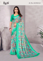 Ruchi Sarees Is Crafted From Chiffon With A Finely Woven Satin Border