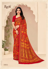 Ruchi Sarees Crafted With Chiffon Fabric Offer A Lightweight And Elegant Drape Perfect For Formal Occasions