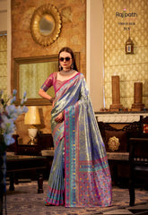 RajPath Fabrics Sarees Crafted From Tissue Silk Offer A Luxurious Blend Of Sheen And Lightweight Comfort