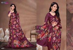 The Vipul Sareein Satin Silk Combines Traditional Craftsmanship With A Lustrous Smooth Fabric