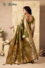 GOBUNI Sarees Showcase Exquisite Craftsmanship With Their Rich Pallu Silk Design Enhanced