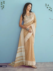 RajPath Fabric Sarees Feature A Luxurious Blend Of Soft Linen Silk Offering A Comfortable