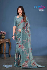 Vipul Sarees Crafted From Satin Silk Offer A Luxurious Blend Of Smooth Texture And Eegant Sheen