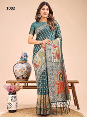 ASTITA sarees Crafted From Linen Cotton Combine The Natural Breathability Of Linen With The Softness Of Cotton