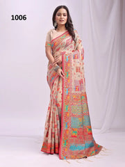 ASTITA Sarees Crafted From Linen Cotton Combine The Natural Breathability Of Linen With The Softness Of Cotton