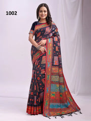 ASTITA Sarees Crafted From Linen Cotton Combine The Natural Breathability Of Linen With The Softness Of Cotton