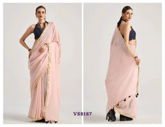 The MONO.POLEY Saree Features Premium Viscose Mul Fabric Known For Its Lightweight And Smooth Texture
