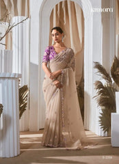 Kimora Sarees Crafted From Pure Fancy Tissue Fabric Offer A Luxurious Drape And Subtle Sheen