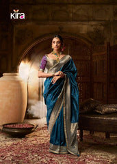 Kira Sarees Feature Luxurious Soft Banarasi Silk Fabric Renowned For Its Rich Texture And Elegant Sheen