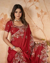 Mahotsav Sarees Crafted From Crepe Satin Silk Offer A Luxurious Drape Combined With A Smooth