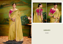Kimora Sarees Crafted From Delicate Tissue Organza Feature Intricate Embroidery With Butti Or Border