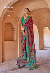 Kreshva Sarees Combine The Richness Of Silk With Exquisite Luxury Prints Enhanced By A Distinctive Glory Finish