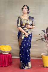 Blue Banarasi Silk Saree