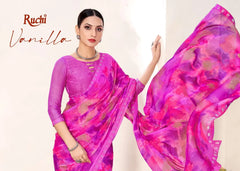 Ruchi Chiffon Saree Featuring A Delicate Swarovski Crystal Border That Adds A Subtle Sparkle