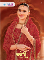 Vipul Chiffon Sarees With Vibrant Color And Crfted With Lightweight Chiffon Fabric