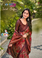 Vipul Chiffon Sarees With Vibrant Color Sarees With Lihghtweight Chiffon Fabric