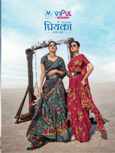 Vipul Georgette Patten Sarees With Elegant Design Featuring Intricate Patten Work