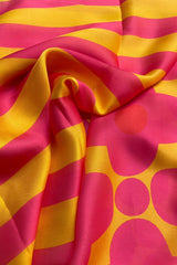 Pink Satin Silk Printed Floral High Neck Saree With Striped Blouse - sareeswholesalers