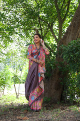 Beautifule Voilet Colour Soft Tussar Silk Saree - sareeswholesalers