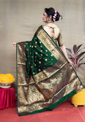 Green Banarasi Silk Saree