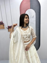 Designer Bollywood Chinon Silk Heavy Embroidery Work Lehenga