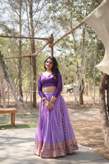 Lavender Viscose Jacquard Readymade Lehenga Choli