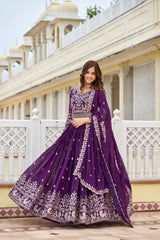 Purple Faux Georgette Readymade A Line Lehenga Choli