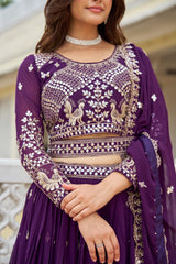 Purple Faux Georgette Readymade A Line Lehenga Choli