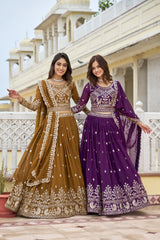 Purple Faux Georgette Readymade A Line Lehenga Choli