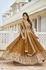 Musterd Faux Georgette Readymade A Line Lehenga Choli