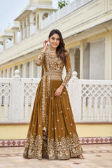 Musterd Faux Georgette Readymade A Line Lehenga Choli