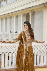 Musterd Faux Georgette Readymade A Line Lehenga Choli