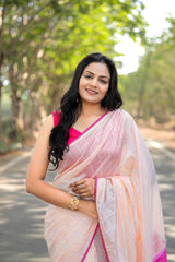 Classic Pink Color Viscos cotton Beautiful Pallu All Over Saree