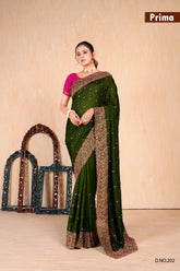 Prima Sarees Featuring Vichitra Blooming Fabric With Vibrant Color
