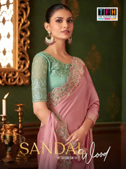 The Fashion Hub Presents A Powder Pink Silk Chiffon Saree Paired With A Banlori Silk Blouse