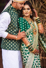 Green Zari Work Banarasi Silk Saree