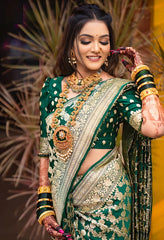 Green Zari Work Banarasi Silk Saree