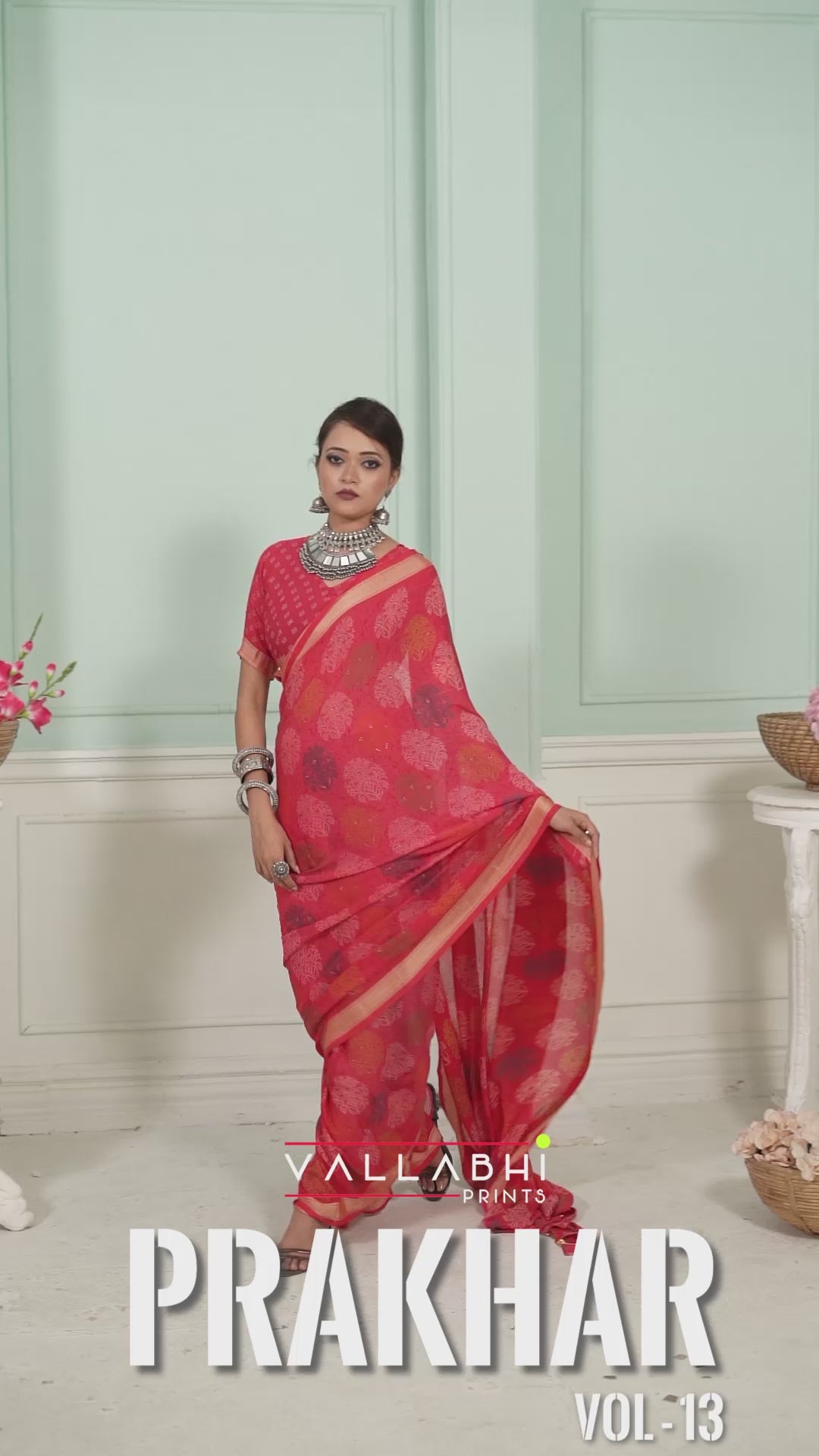 Vallabhi Prints Collection Sarees Showcase Exquisite Ethnic Prints On Moss Georgette