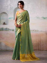Light Green Silk Saree with Yellow Border – Elegant Party Wear