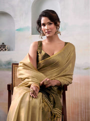 Beige Silk Saree with Black Border – Elegant Classic Wear