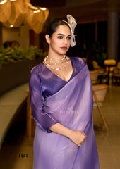 Lilac Dream: Designer Fendy Satin Saree with Ombre Digital Print