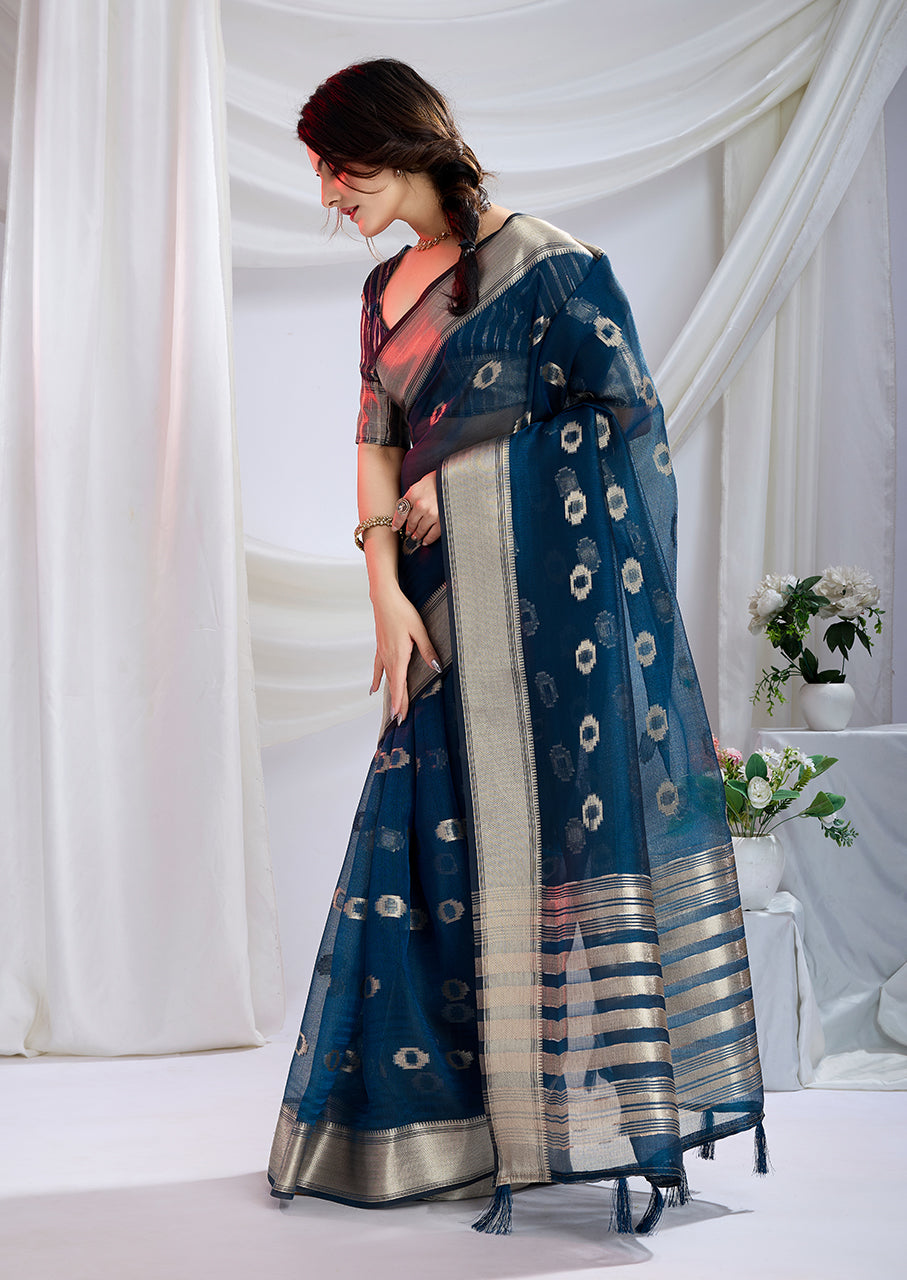 Twilight Bloom Zari Weave Saree with Zari Butta