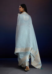 Luxury Mist Aura Saree in Linen Silk - Ideal for Office, Teaching & Formal Occasions