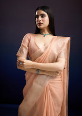 Peach Whisper Saree in Linen Cotton Silk Saree