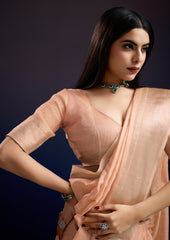 Peach Whisper Saree in Linen Cotton Silk Saree